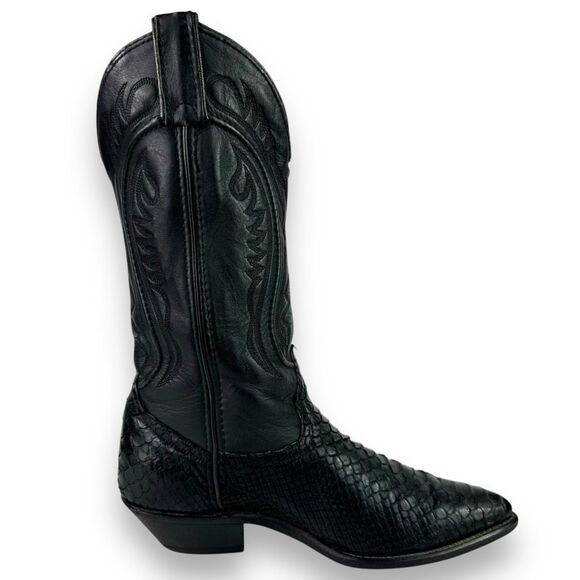 Code West Dan Post Vintage Western Cowgirl Boot Black Python Snakeskin Snake 6 M - Picture 11 of 12